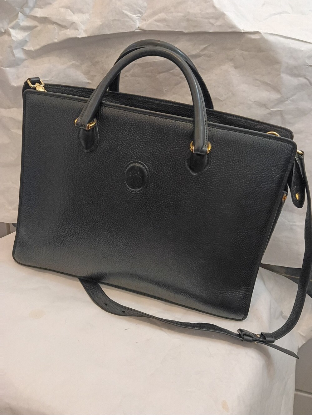 Mark Cross Italian leather black briefcase